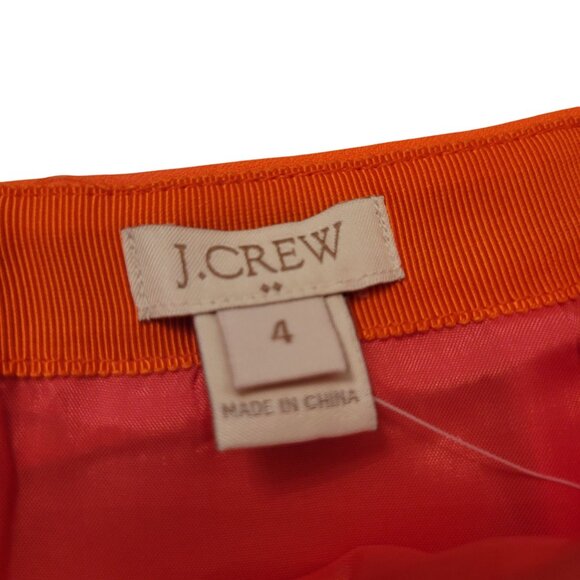 J Crew Melon Orange Flared Skirt 4 B0314 Fluted Double Crepe Tulip Flippy Skater - Picture 2 of 5